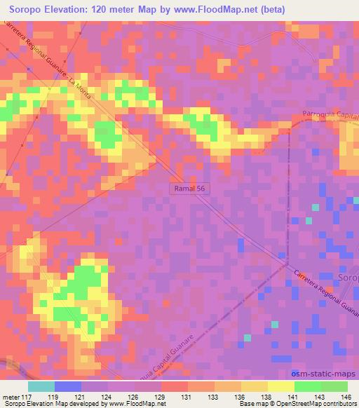 Soropo,Venezuela Elevation Map