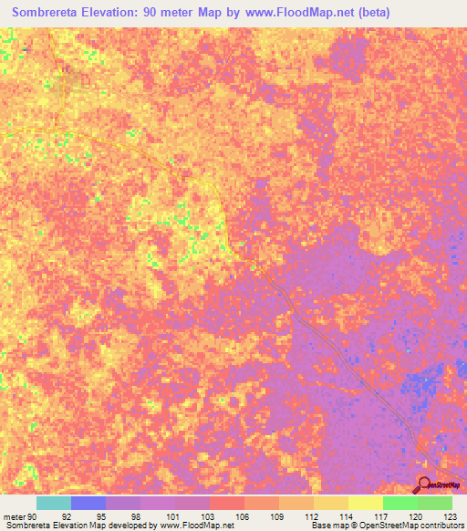 Sombrereta,Venezuela Elevation Map