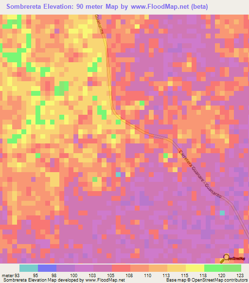 Sombrereta,Venezuela Elevation Map
