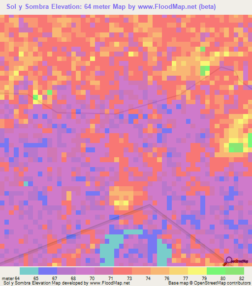 Sol y Sombra,Venezuela Elevation Map