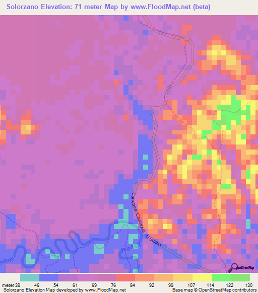 Solorzano,Venezuela Elevation Map