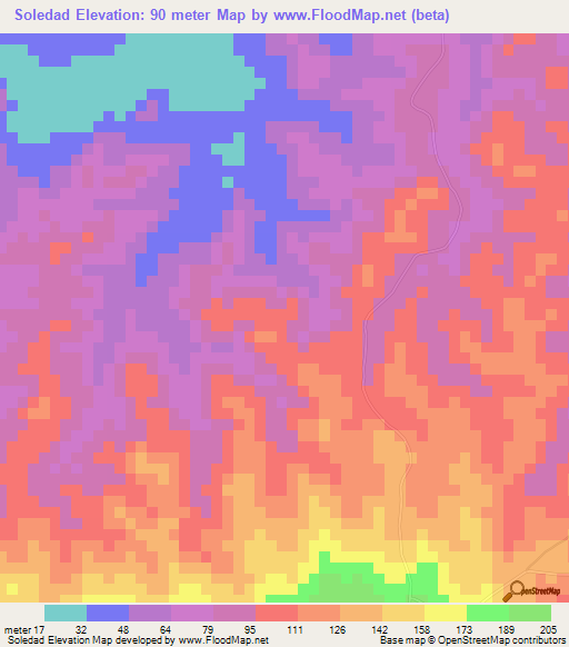 Soledad,Venezuela Elevation Map