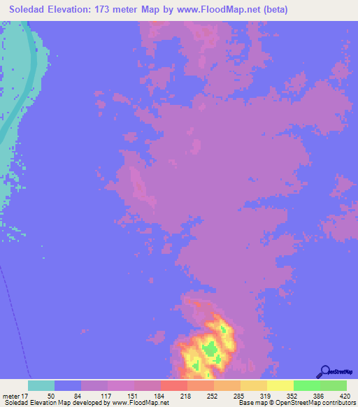 Soledad,Venezuela Elevation Map