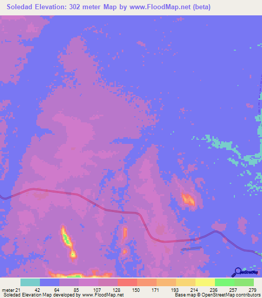 Soledad,Venezuela Elevation Map