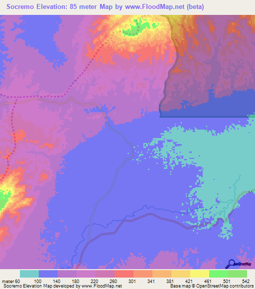 Socremo,Venezuela Elevation Map