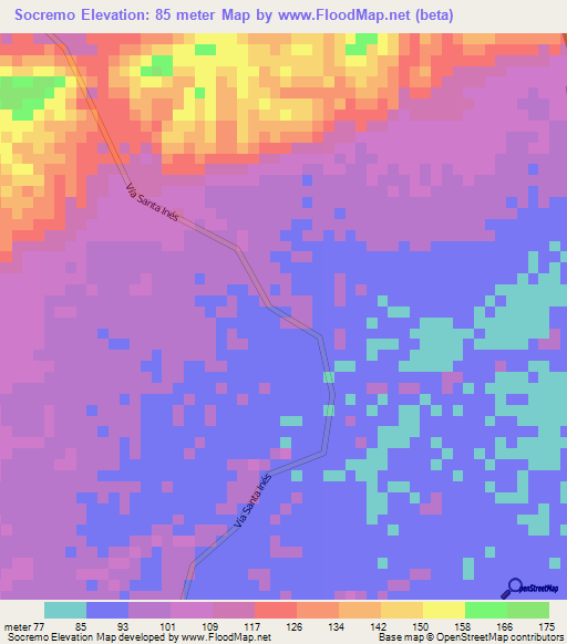 Socremo,Venezuela Elevation Map