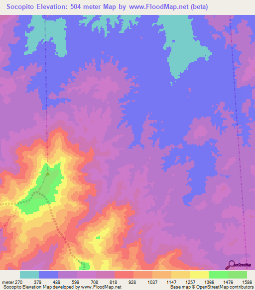 Socopito,Venezuela Elevation Map