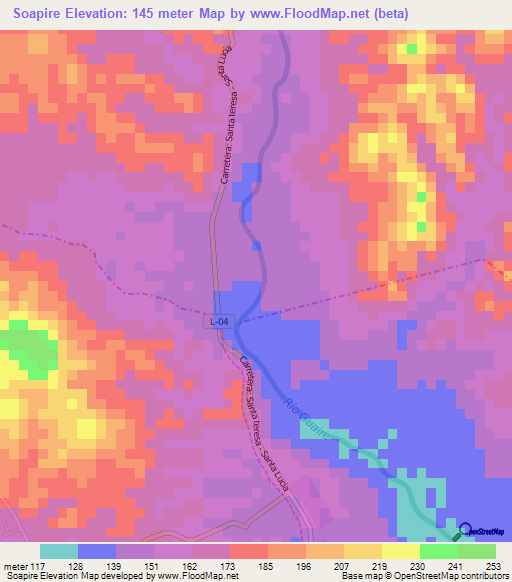 Soapire,Venezuela Elevation Map