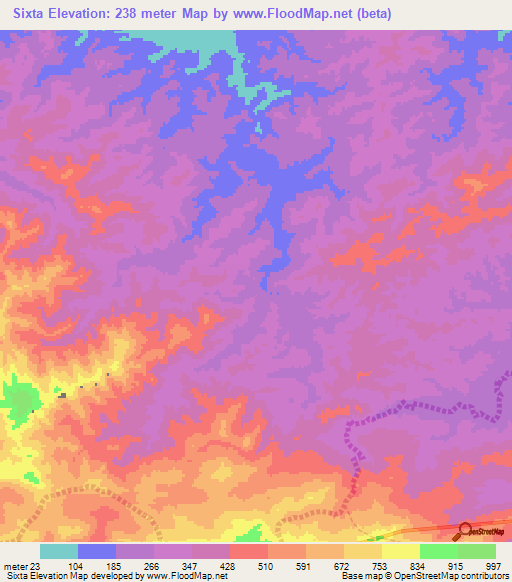 Sixta,Venezuela Elevation Map