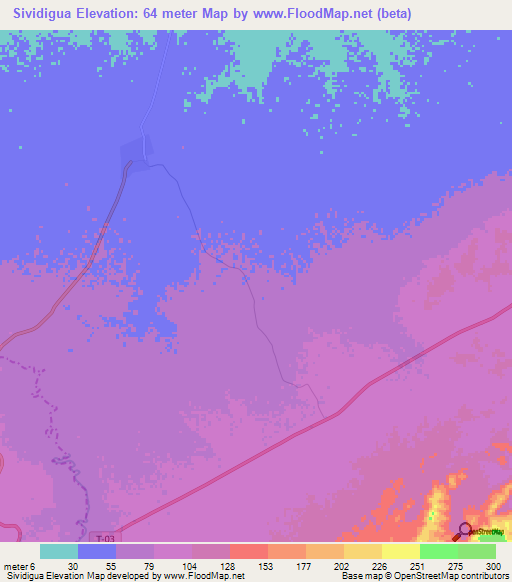 Sividigua,Venezuela Elevation Map
