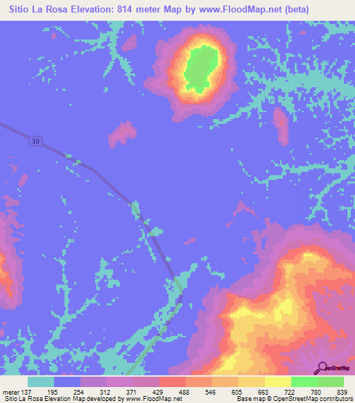 Sitio La Rosa,Venezuela Elevation Map