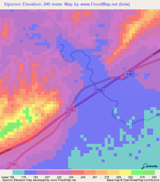 Sipororo,Venezuela Elevation Map