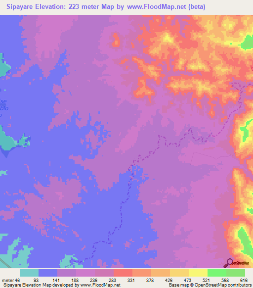 Sipayare,Venezuela Elevation Map
