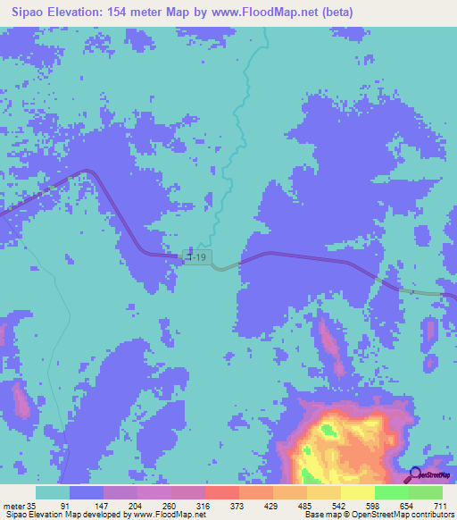 Sipao,Venezuela Elevation Map