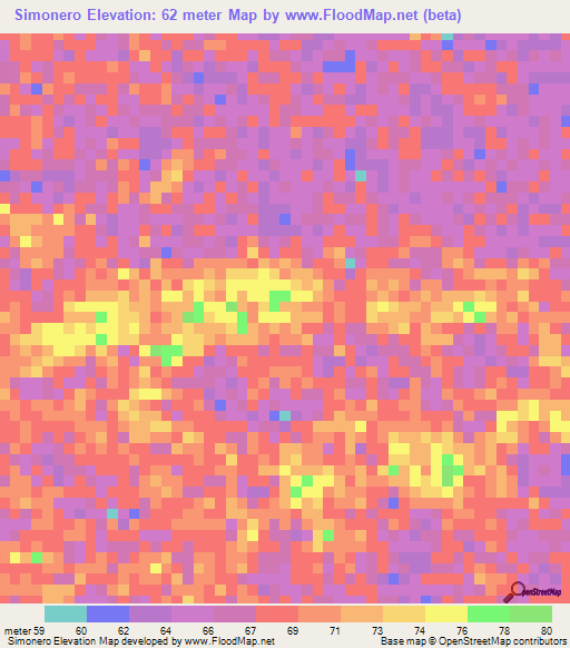 Simonero,Venezuela Elevation Map