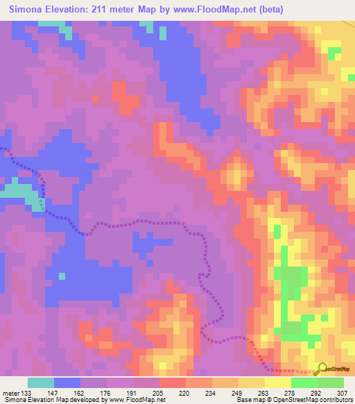Simona,Venezuela Elevation Map