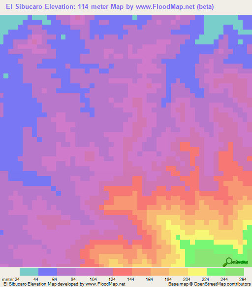 El Sibucaro,Venezuela Elevation Map