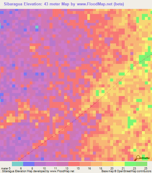 Sibaragua,Venezuela Elevation Map