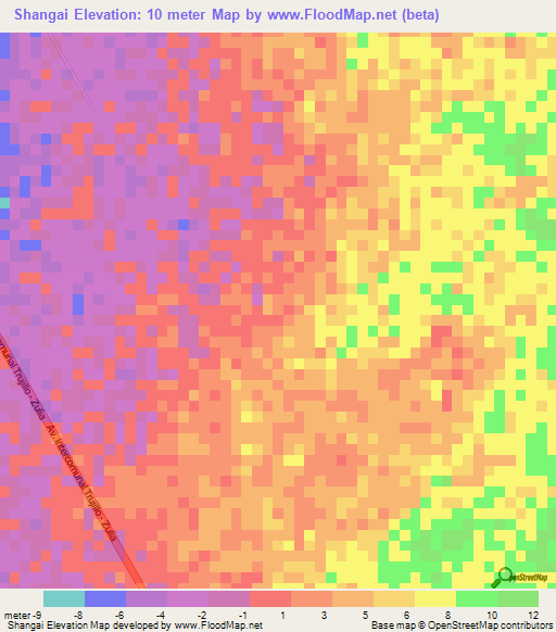 Shangai,Venezuela Elevation Map
