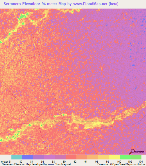 Serranero,Venezuela Elevation Map