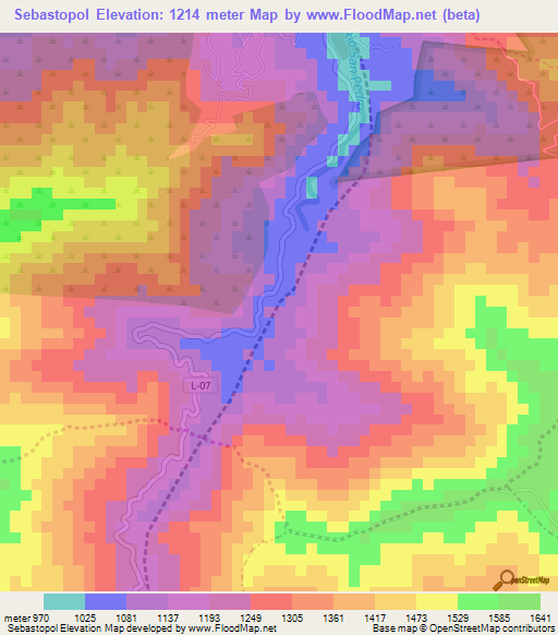 Sebastopol,Venezuela Elevation Map