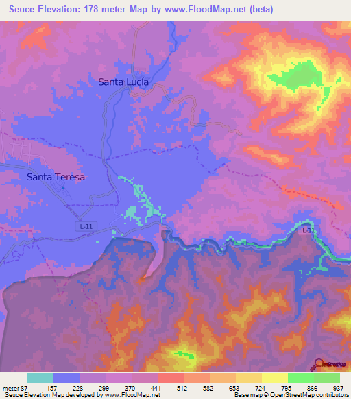 Seuce,Venezuela Elevation Map