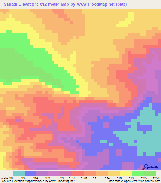 Sauata,Venezuela Elevation Map