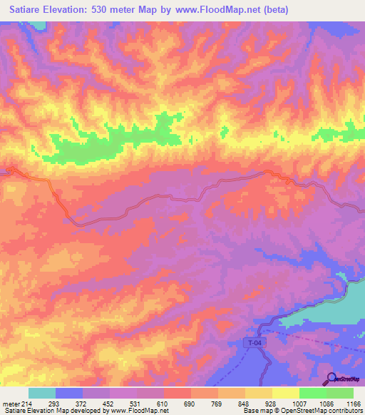 Satiare,Venezuela Elevation Map