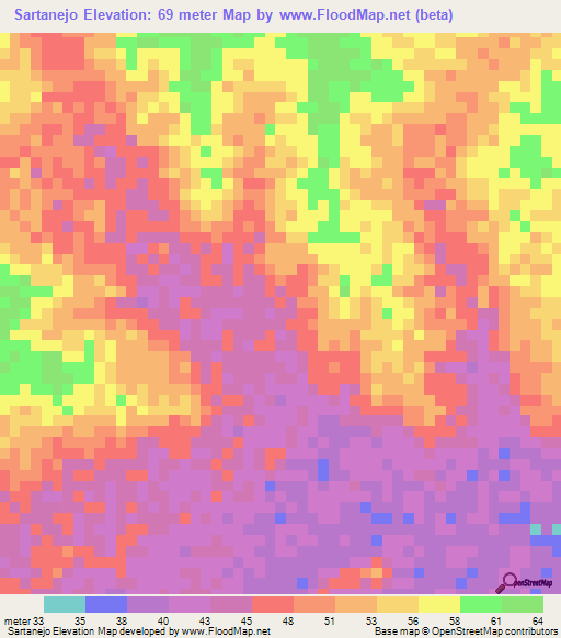 Sartanejo,Venezuela Elevation Map