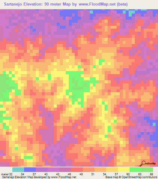 Sartanejo,Venezuela Elevation Map