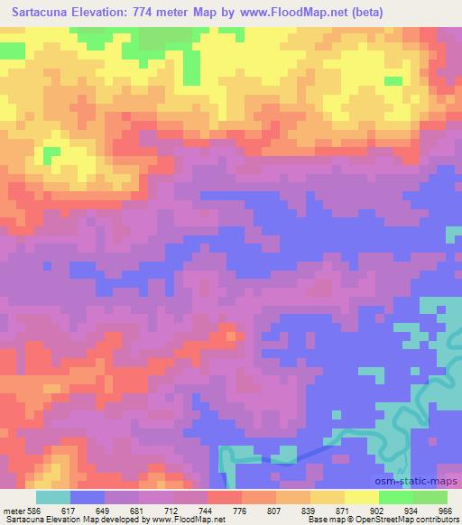 Sartacuna,Venezuela Elevation Map