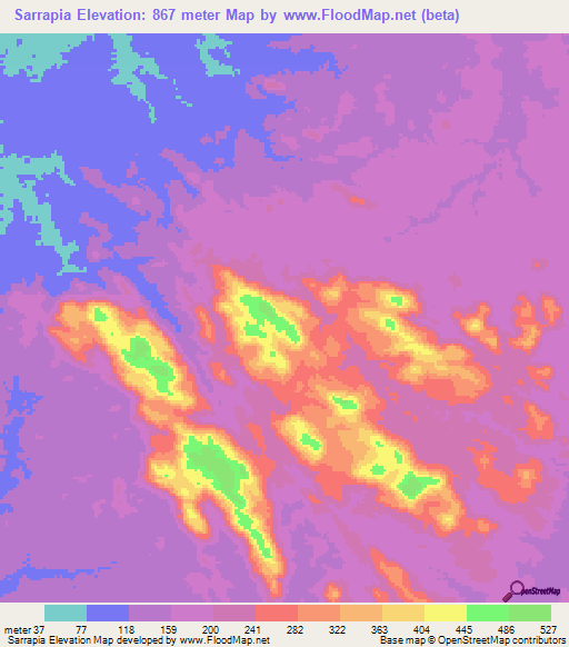 Sarrapia,Venezuela Elevation Map