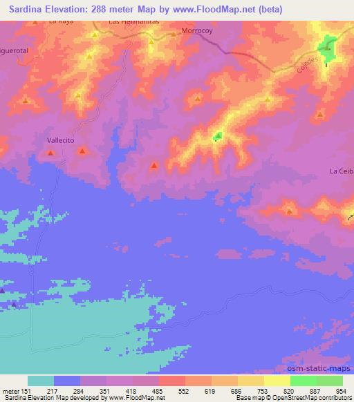 Sardina,Venezuela Elevation Map