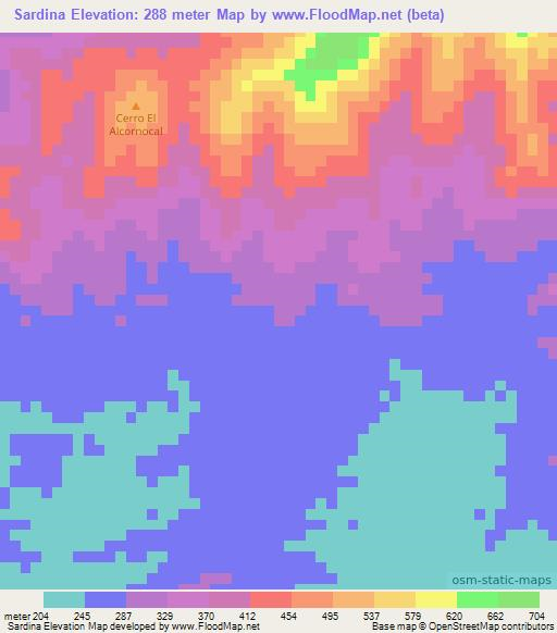 Sardina,Venezuela Elevation Map