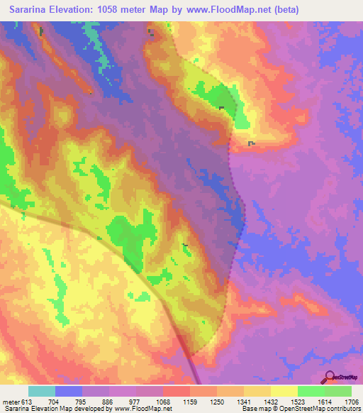 Sararina,Venezuela Elevation Map