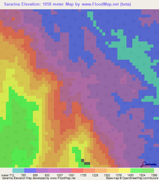 Sararina,Venezuela Elevation Map