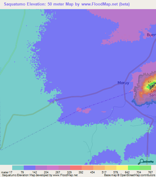 Saquatumo,Venezuela Elevation Map