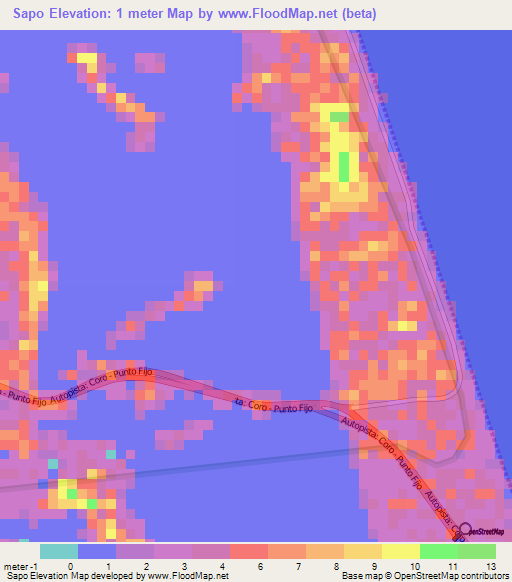 Sapo,Venezuela Elevation Map