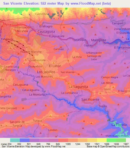 San Vicente,Venezuela Elevation Map
