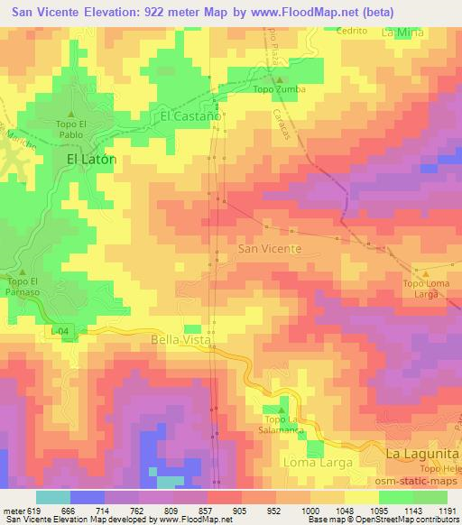 San Vicente,Venezuela Elevation Map