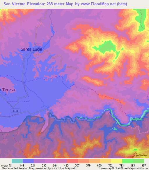 San Vicente,Venezuela Elevation Map