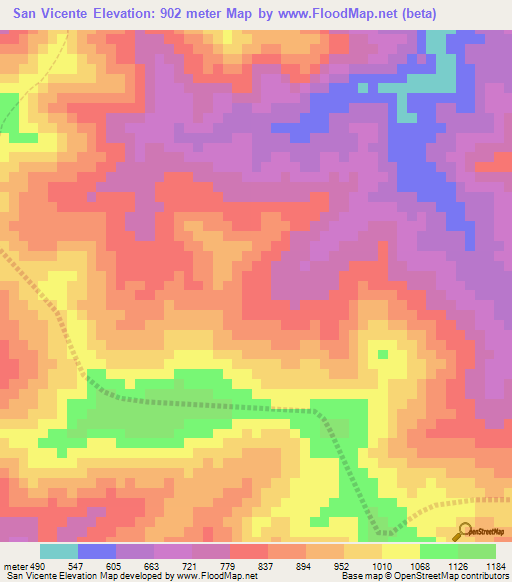 San Vicente,Venezuela Elevation Map