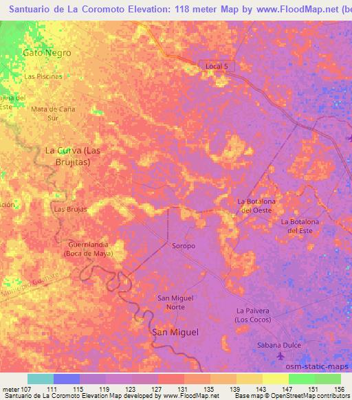 Santuario de La Coromoto,Venezuela Elevation Map
