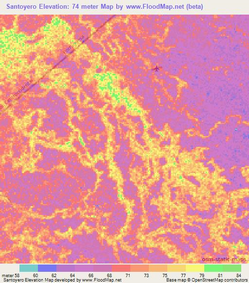 Santoyero,Venezuela Elevation Map