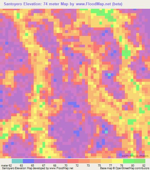 Santoyero,Venezuela Elevation Map