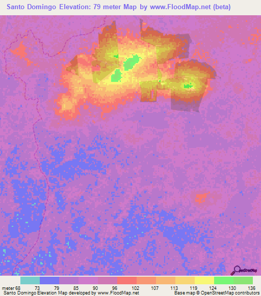 Santo Domingo,Venezuela Elevation Map