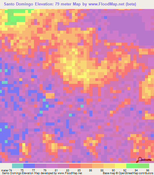 Santo Domingo,Venezuela Elevation Map