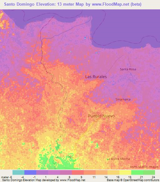 Santo Domingo,Venezuela Elevation Map