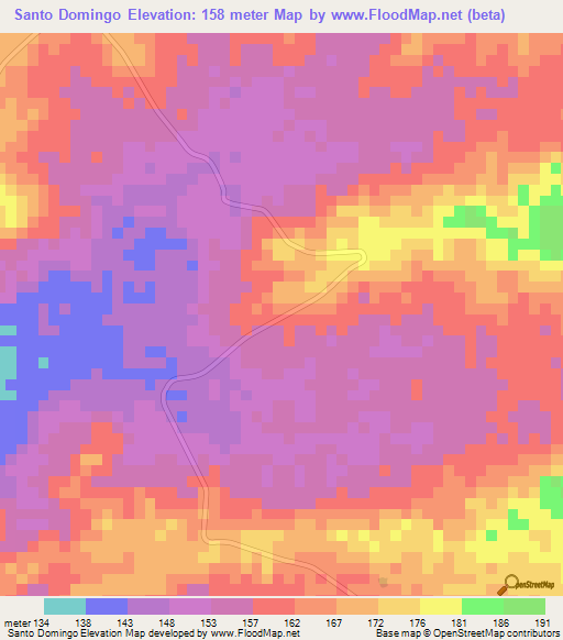Santo Domingo,Venezuela Elevation Map