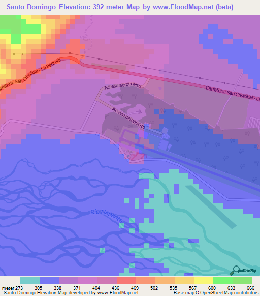 Santo Domingo,Venezuela Elevation Map